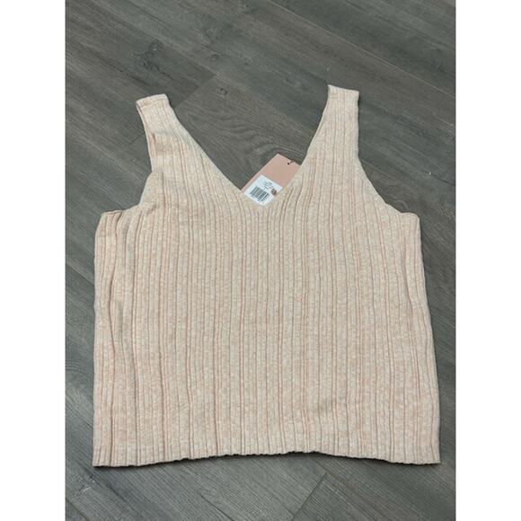 Eberjey Womens Infinite V-Neck Ribbed Sweater Tank Top Pullover Pink Sz XL NWT - Picture 3 of 10